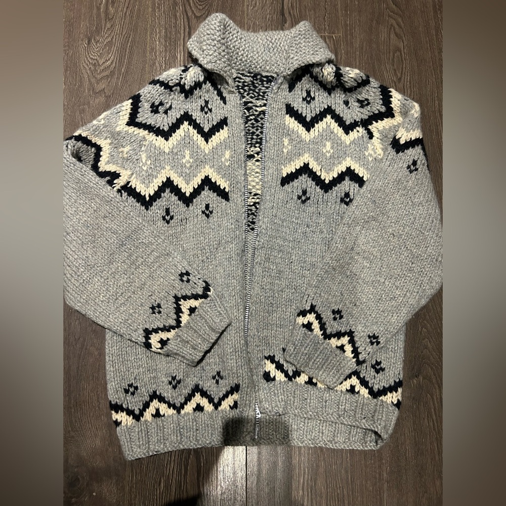 Cowichan Gray Zip-Up Sweater
